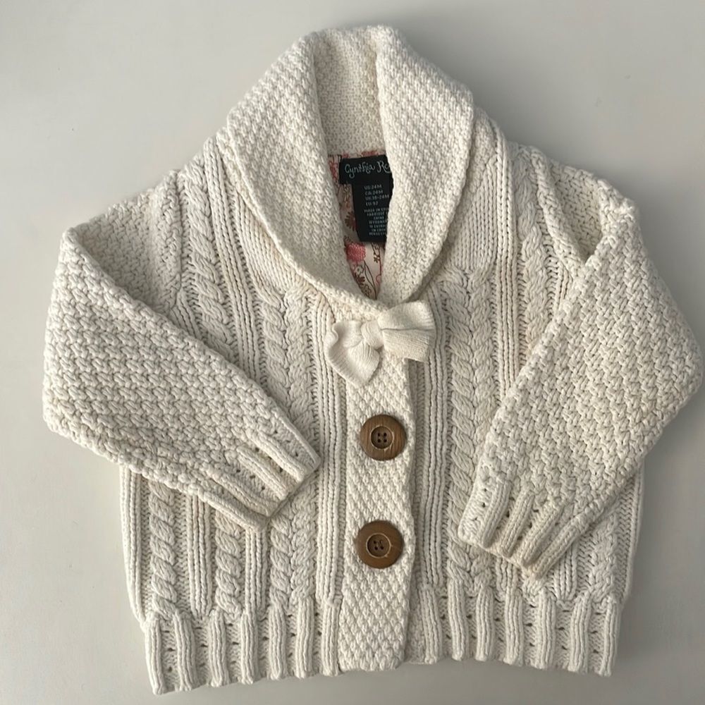 Cynthia Rowley Baby 24 mo Cream Cardigan Sweater Wooden Buttons